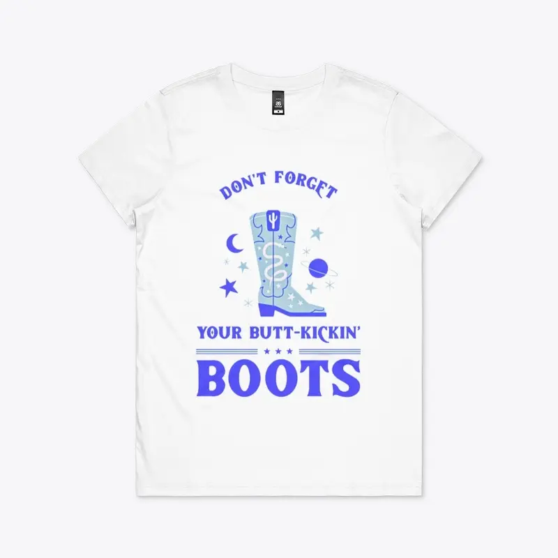 SPACE COWGIRL BUTT KICKING BOOTS T-SHIRT